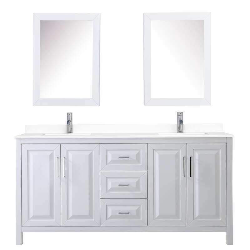 Daria 72 Inch Double Vanity, Cultured Marble Top, Medicine Cabinets