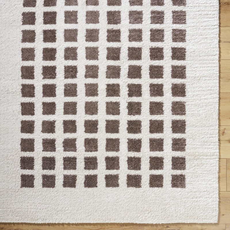 Livabliss Scandinavian Fossay Shag Checkered Washable Area Rug