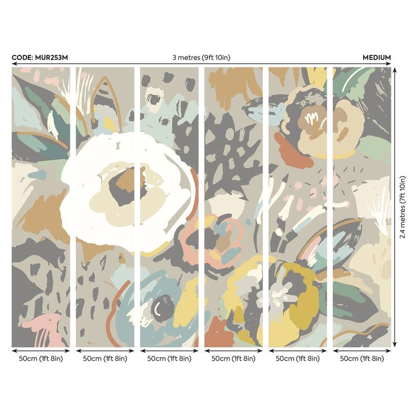 Neutral Abstract Floral Wall Mural