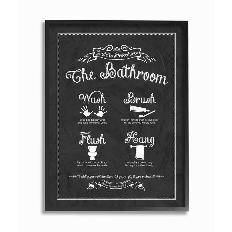 Stupell Guide To The Bathroom Icons Framed Giclee Texturized Art - 11 x 14