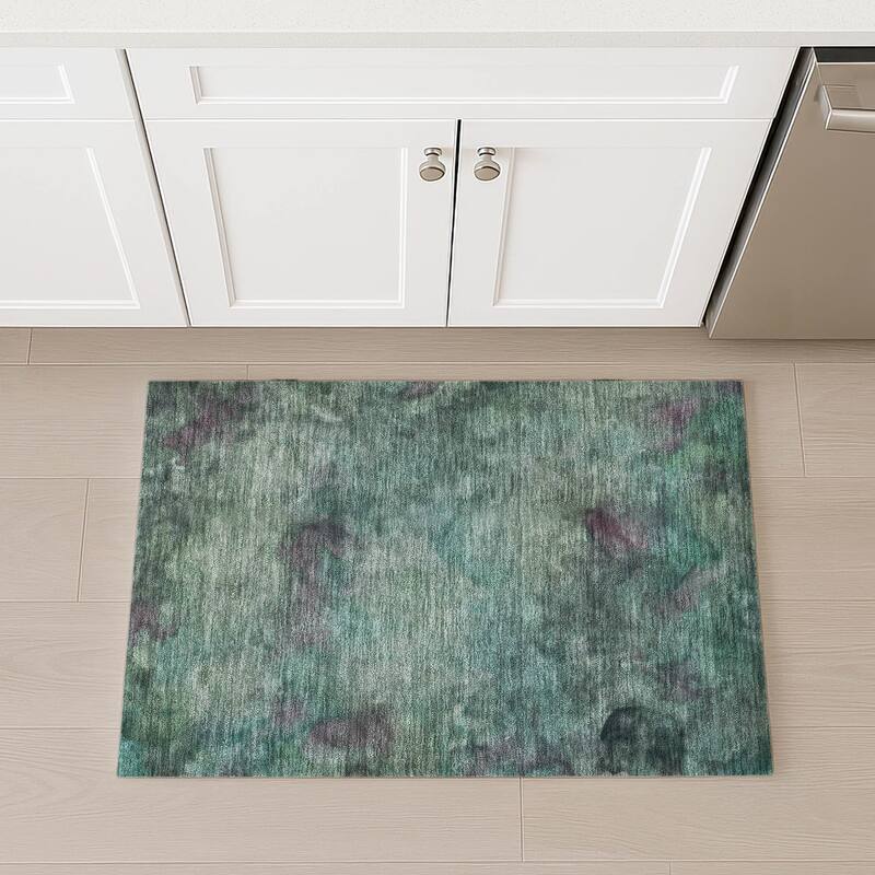 Machine Washable Indoor/ Outdoor Abstract Contemporary Chantille Rug