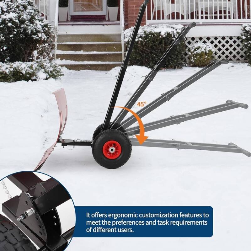 29.13x19.8 in Heavy Duty Rolling Snow Pusher Shovel for Driveway, Doorway, Sidewalk