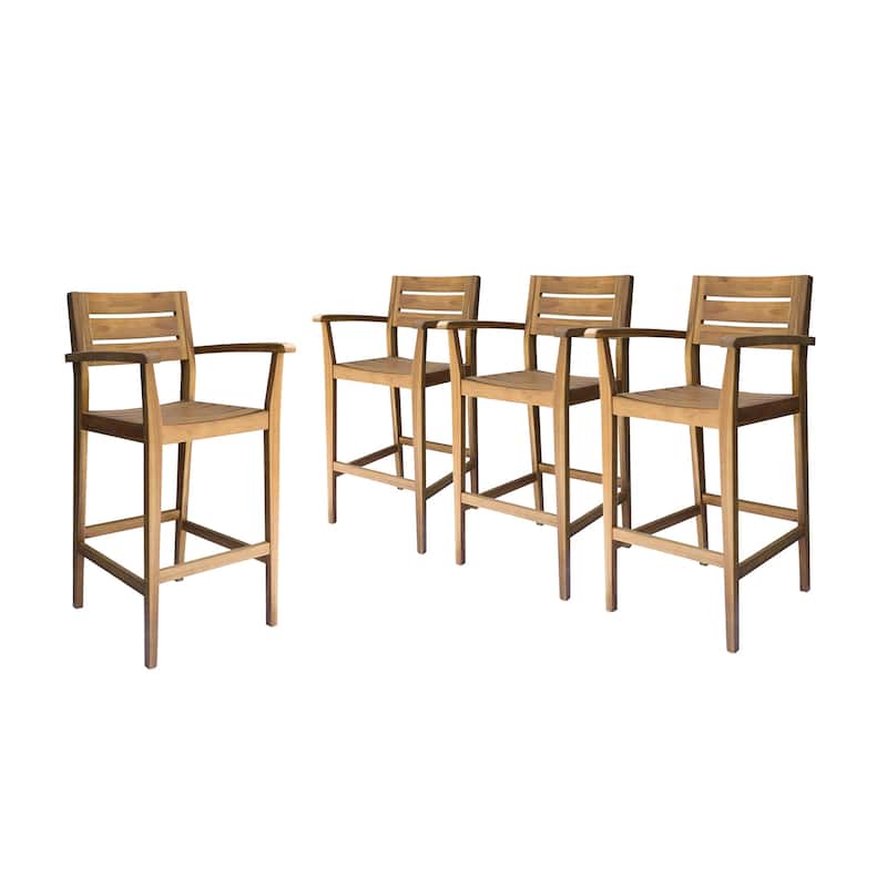 Stamford Outdoor Acacia Barstool (Set of 4) by Christopher Knight Home