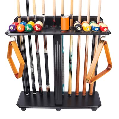 GSE™ 10-Pool Cue Wooden Billiard Pool Cue Rack. Floor Stand Pool Cue Stick Holder