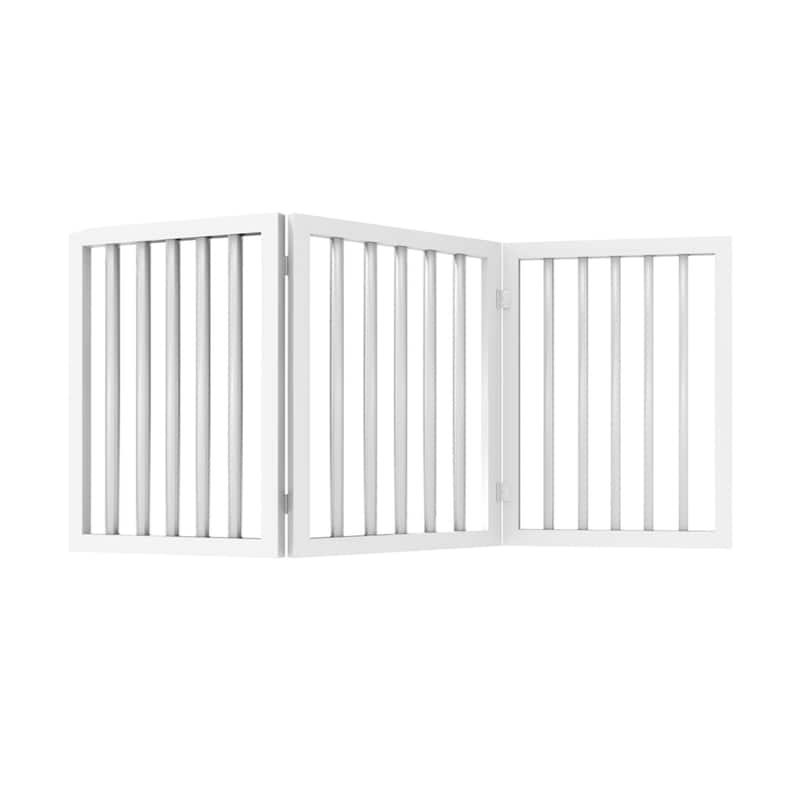 3-Panel Indoor Foldable Dog Gate - 55x24-Inch MDF Freestanding Pet Fence