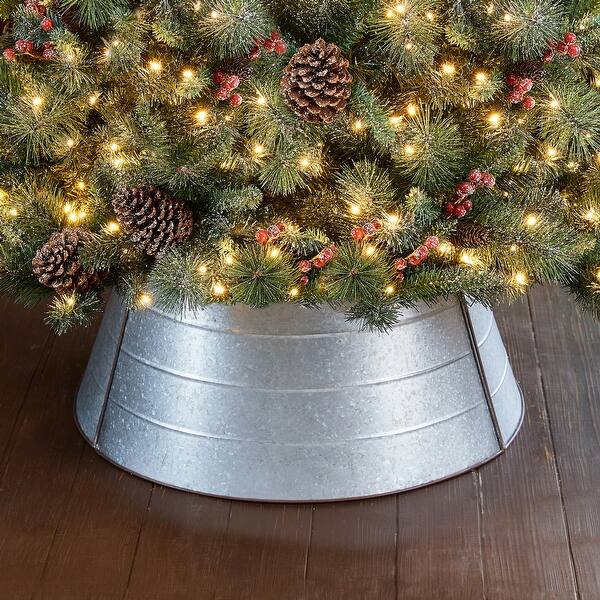 Glitzhome Christmas Galvanized Metal Tree Collar Overstock 28782976