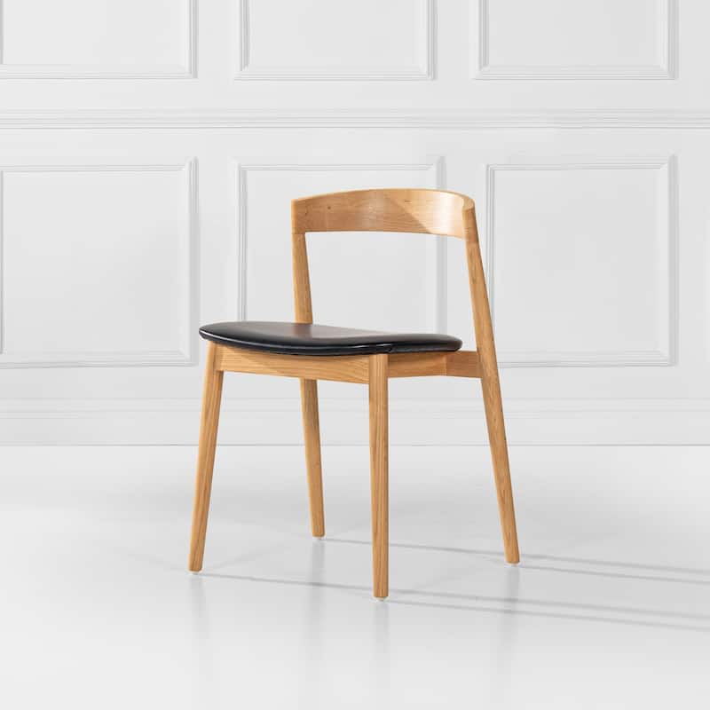 Raven 20.5" Mid-Century Modern Sculpted Oak Wood Dining Chair