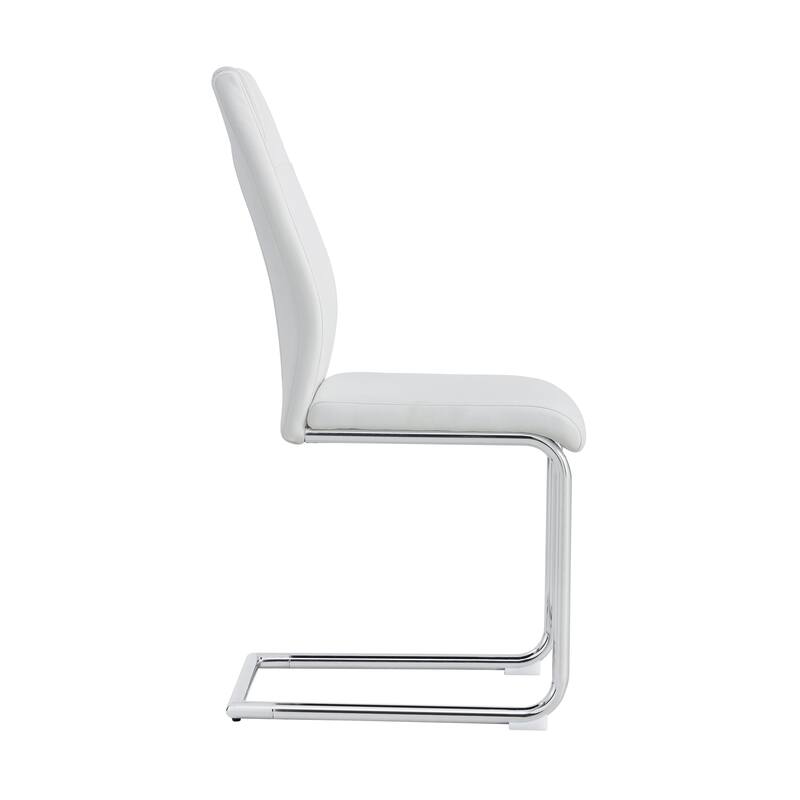 Leather Dining Chair Set of 6 Office Chair with C-Shaped Metal Legs