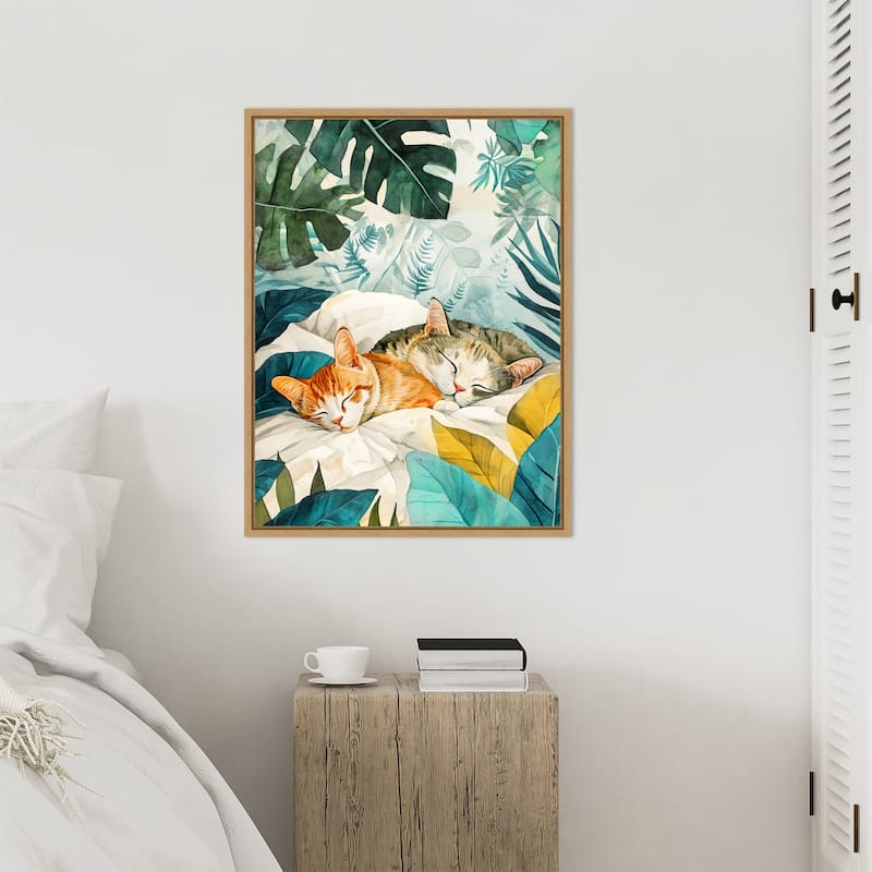 Cats Lives Napping by Justyna Jaszke Framed Canvas Wall Art