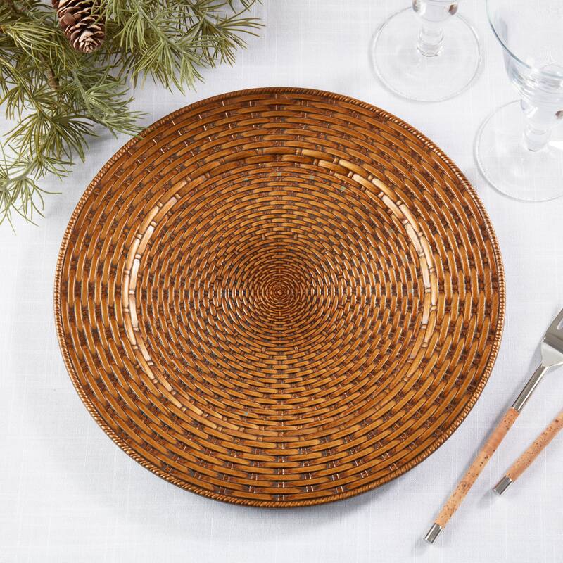 Natural Look Faux Rattan Charger Plate (Set of 4) - 13"x13"