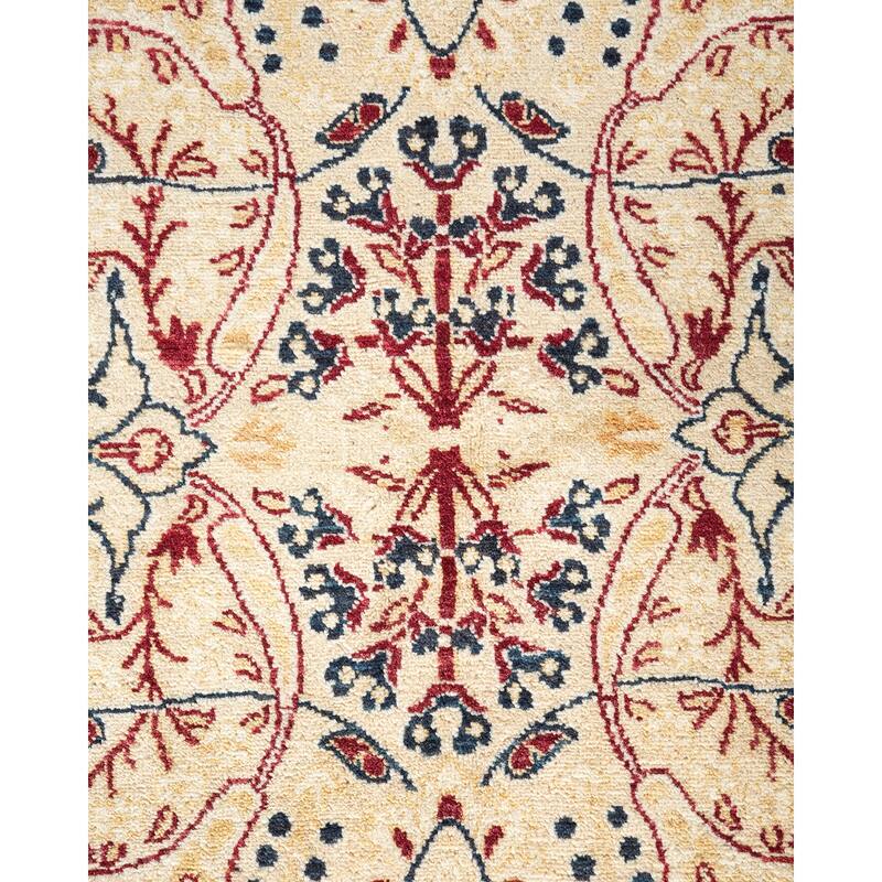 Overton Handknotted Wool Traditional Oriental Ivory Area Rug - 6' x 9'