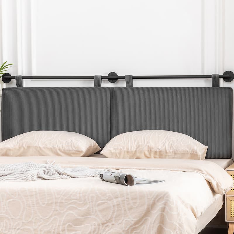 Adeco 70-Inch Corduroy Upholstered Wall Mount Hanging Headboard