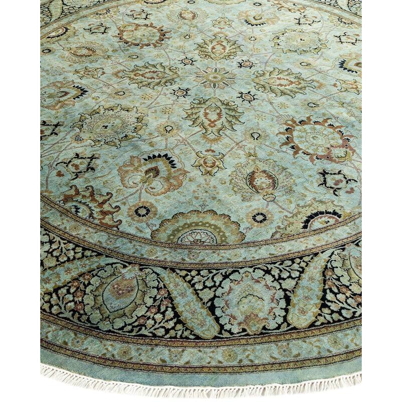 Overton Hand Knotted Wool Vintage Inspired Modern Contemporary Overdyed Gray Square Area Rug - 9' 1" x 9' 1"