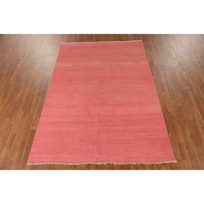 Modern Pink Gabbeh Oriental Area Rug Handmade Wool Carpet - 5'4"x 7'8"