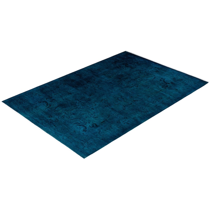 Fine Vibrance One-of-a-Kind Hand-Knotted Area Rug - Blue, 5' 10" x 8' 8" - 5' 10" x 8' 8"