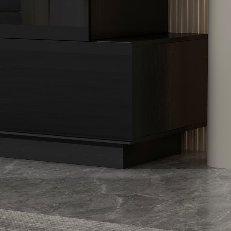 High Glossy Six-Drawer Dresser Chest with Off-Set Design (Black/White)