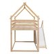 preview thumbnail 7 of 26, Twin over Twin Pine House Loft Kids Bed Frame with Slide, Staircase & Storage, Safety Guaranteed, Easy Assembly, Natural