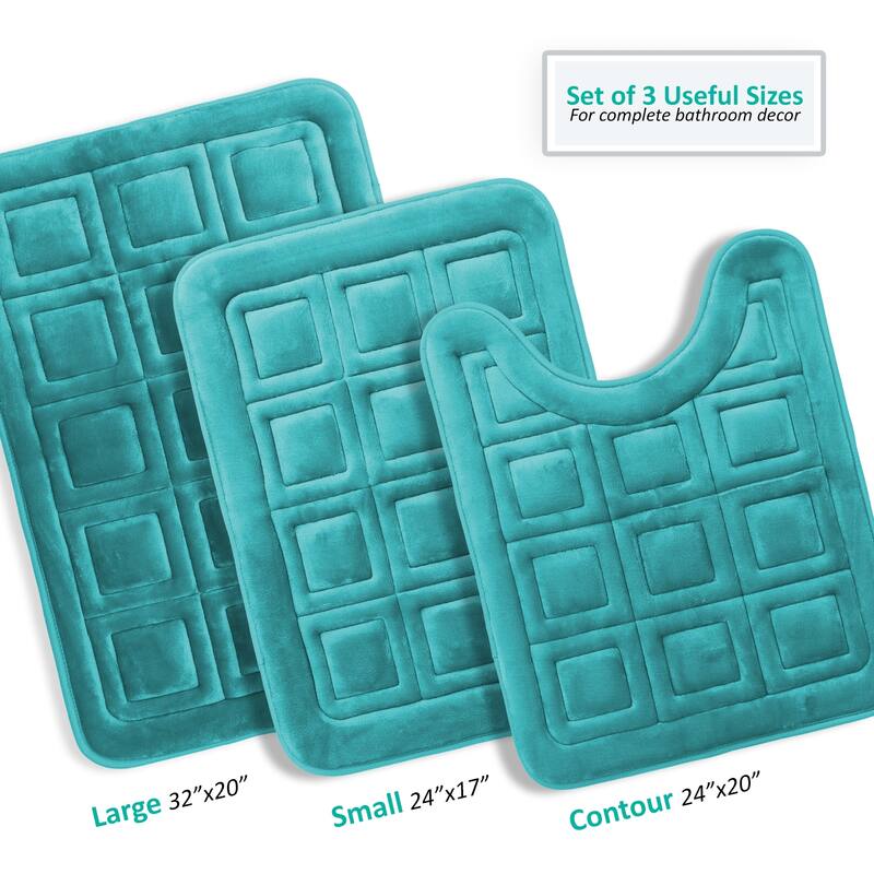 Clara Clark Ultra Soft Non Slip and Absorbent Bath Rug - Waffled Velvet Memory Foam Bath Mat