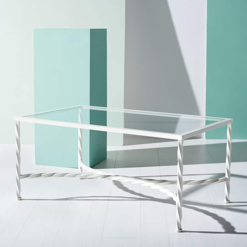 SAFAVIEH Couture Matilda Gold Leaf Glass Coffee Table