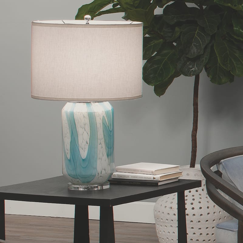 Jamie Young Helen Blown Glass Table Lamp with Linen Shade