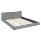 preview thumbnail 4 of 7, Queen Size Upholstered Platform Bed with Velvet Fabric and Solid Frame, Sturdy Construction with Wooden Slats