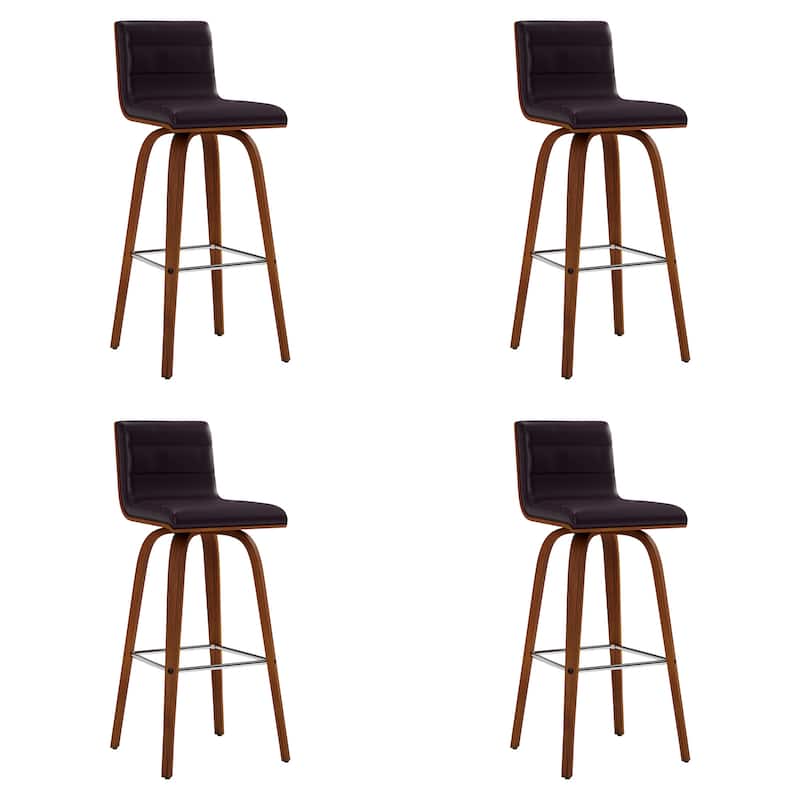 Skara Swivel Bar Stool, Upholstered Bar Height Chair with Bentwood Frame