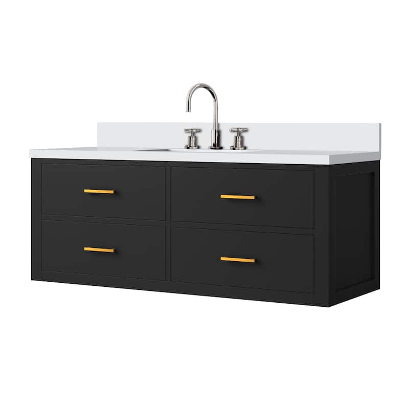 Castor Bath Vanity with Cultured Marble Top, Sink and Faucet