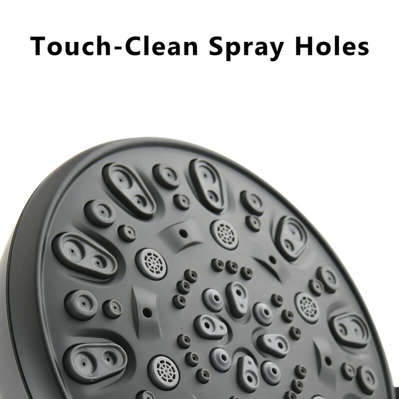 Matte Black high pressure 6-setting 4" shower head - Angle adjustable, clog-proof shower head