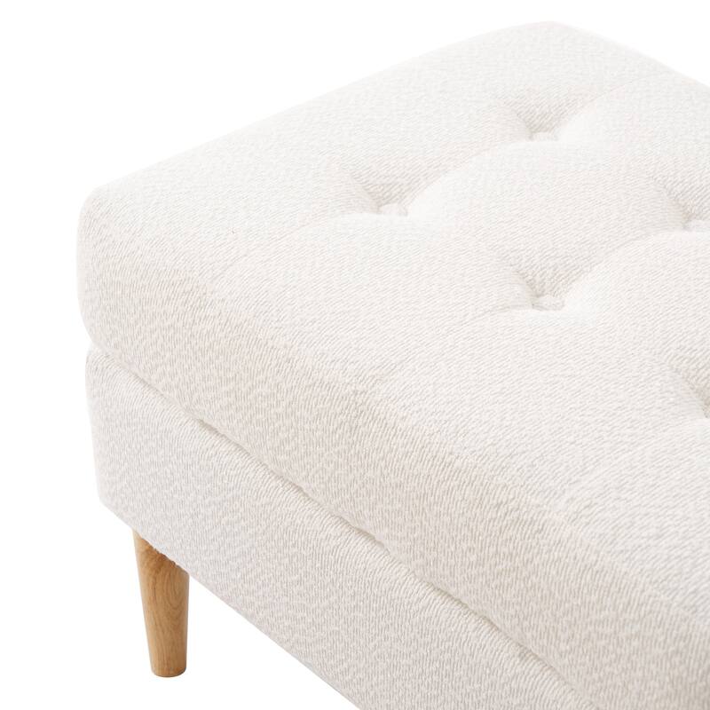 Christopher Knight Home- Modern Mid-Century Upholstered Tufted Ottoman with Solid Wood Legs & Versatile Use