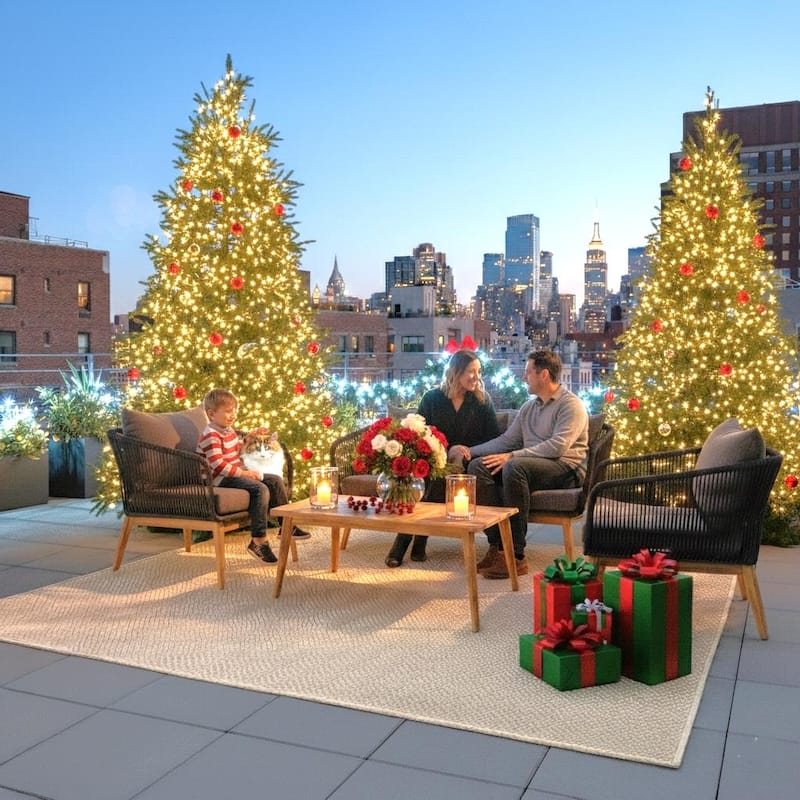 M4H Mieres 4-Piece Acacia Wood Outdoor Rope Conversation Set