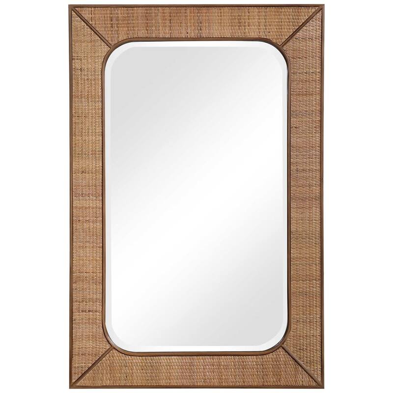 Uttermost Tahiti 42" x 28" Rattan Framed Tropical Bathroom Wall Mirror