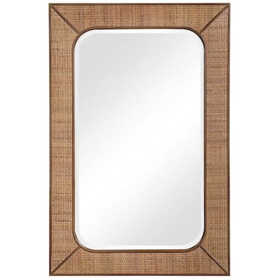 Uttermost Tahiti 42" x 28" Rattan Framed Tropical Bathroom Wall Mirror