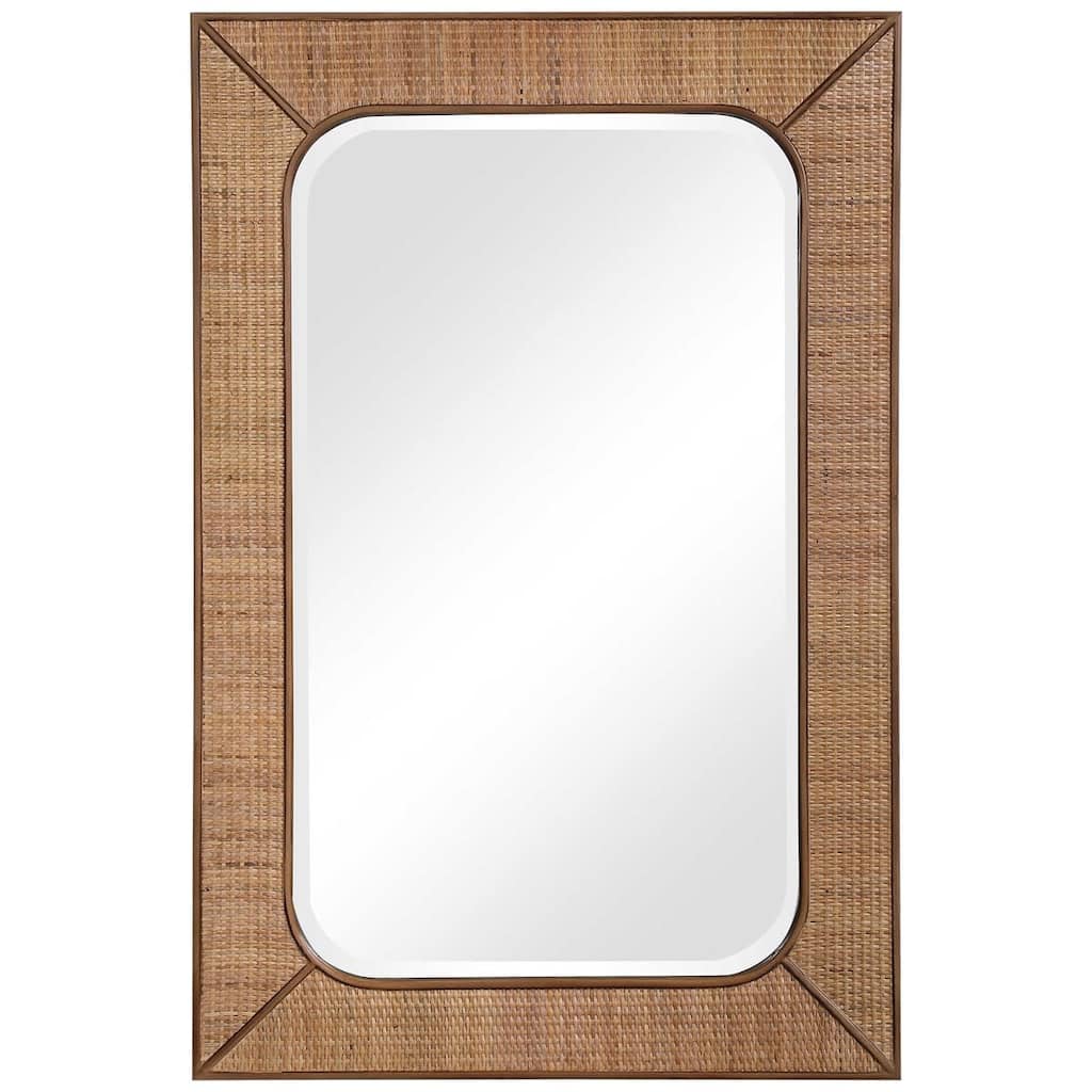 Uttermost Tahiti 42" x 28" Rattan Framed Tropical Bathroom Wall Mirror