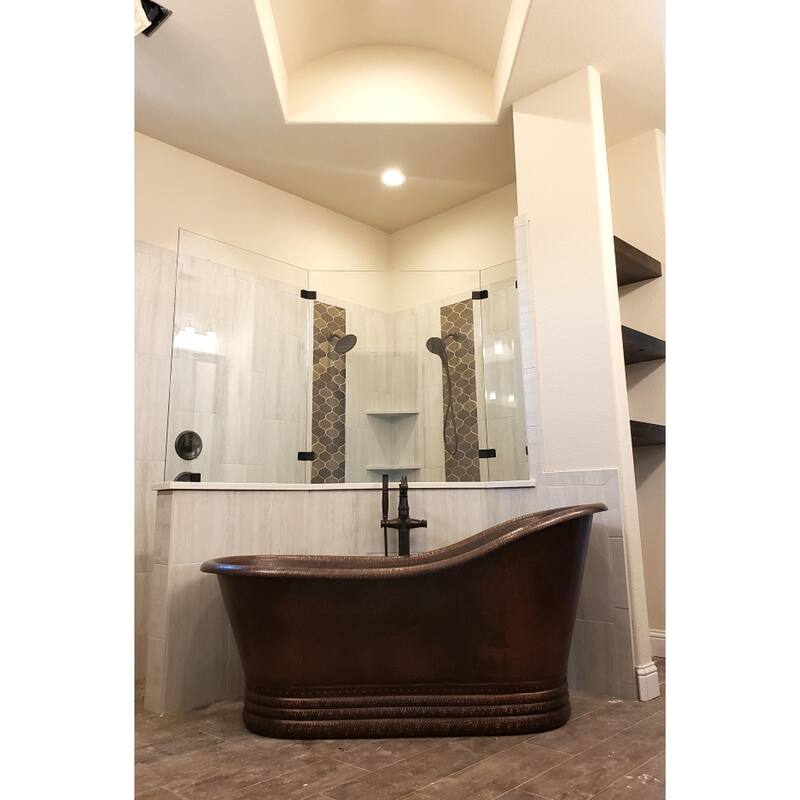 67-in Hammered Copper Single Slipper Bathtub in Oil Rubbed Bronze (BTS67DB)