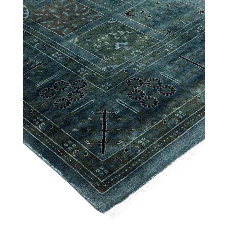 Overton Hand Knotted Wool Vintage Inspired Modern Contemporary Overdyed Gray Area Rug - 6' 1" x 9' 0"