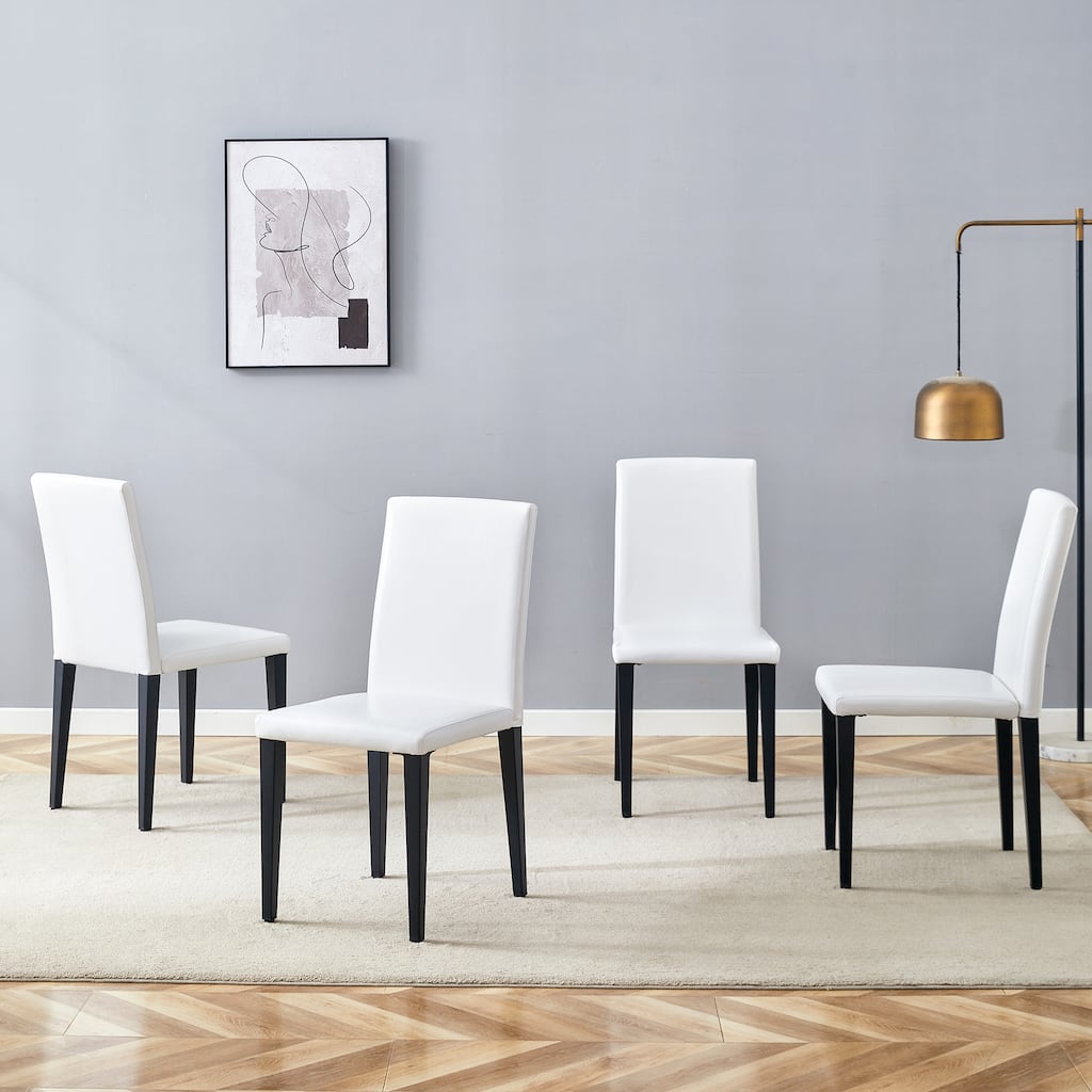 4 White PU dining chairs, simple and versatile, comfortable and accompanied. The exquisite and multifunctional dining chair