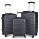 preview thumbnail 1 of 5, 3 Piece Hardshell Luggage Suitcase Sets Hardside Carryon Luggage Set With 360 Degree Spinner Wheels For Travel (20"/24"/28") Black