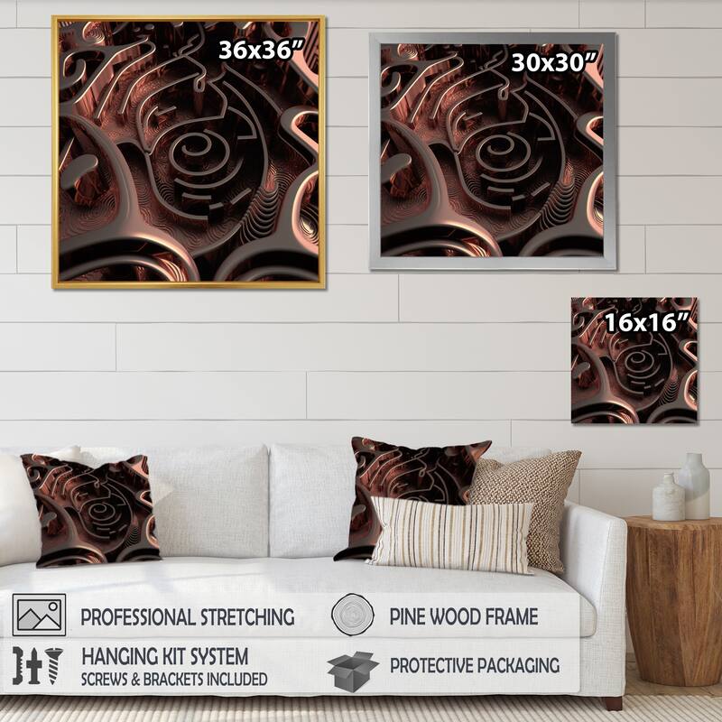 Designart "Futuristic Labyrinth Purple Maze Matrix" Modern Geometric Framed Wall Art Living Room