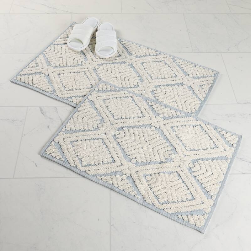 Superior Ceton Geometric Washable Bath Rug, Set of 2