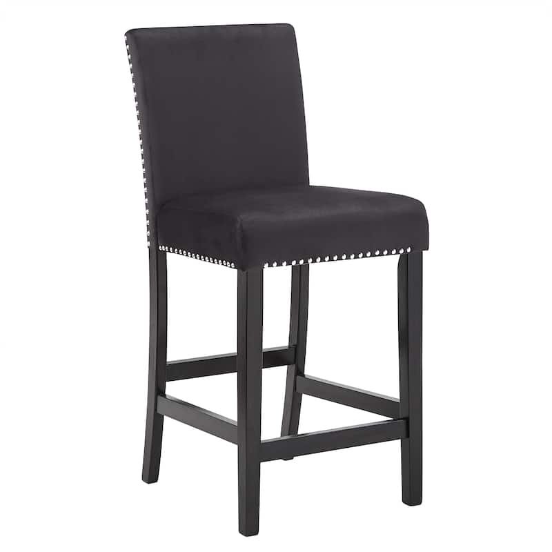 Balmforth Nailhead Velvet Upholstered Counter Height Chairs (Set of 2) by iNSPIRE Q Classic - Black