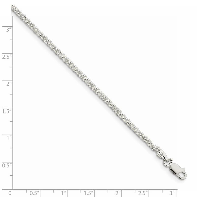 Curata 925 Sterling Silver 2.5mm Round Spiga Chain Necklace