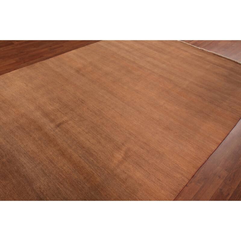 Gabbeh Modern Area Rug Handmade Brown Wool Carpet - 6'8" x 9'8"