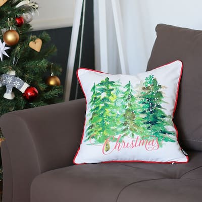 Decorative Christmas Trees Single Throw Pillow Cover Square
