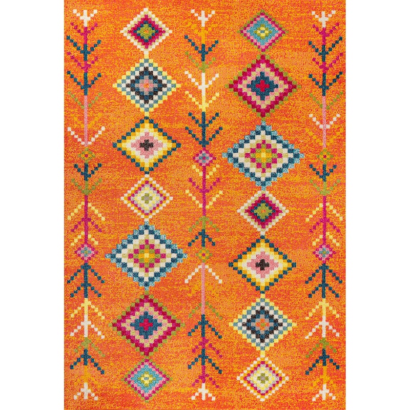 JONATHAN Y Arta Love Geometric Area Rug - 4 X 6 - Orange/Multi