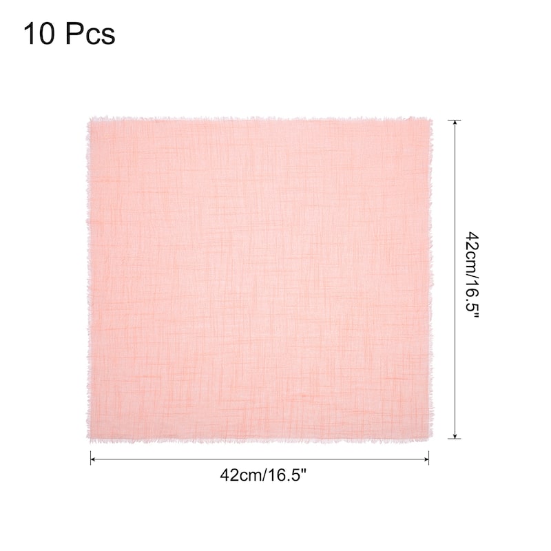 10pcs Cloth Napkins 16.5x16.5 Inches Cotton Linen Napkins with Fringe - Pink