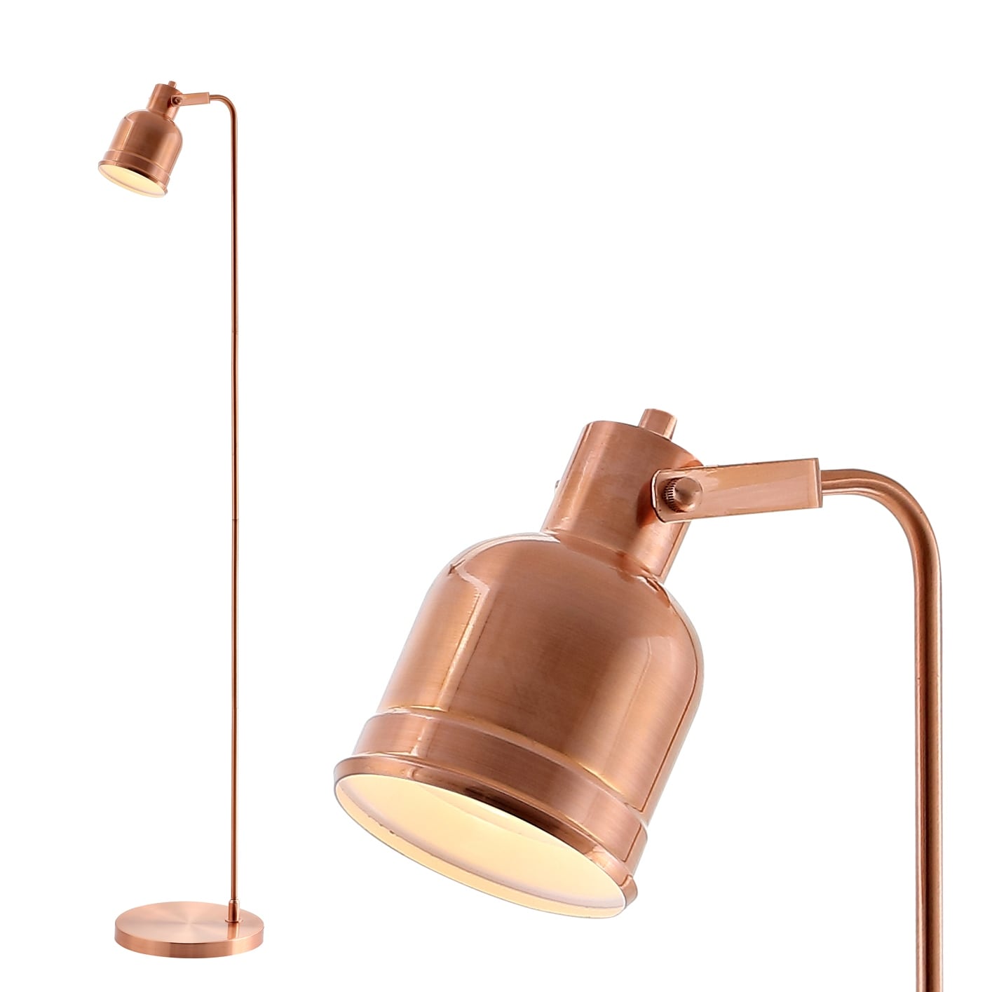 JONATHAN Y Liam 57" Metal Task LED Floor Lamp, Copper