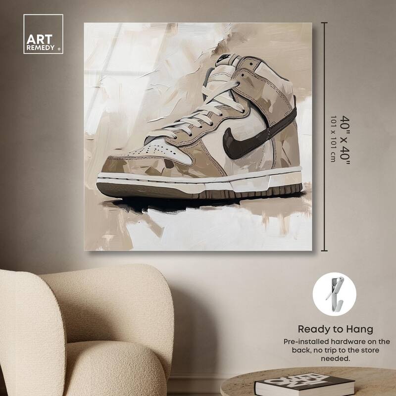 Light Tans Sneaker Acrylic by Art Remedy, Ready to Hang