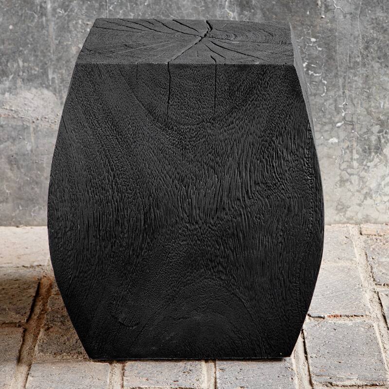 Square Top Wooden Accent Stool - 17" - Black