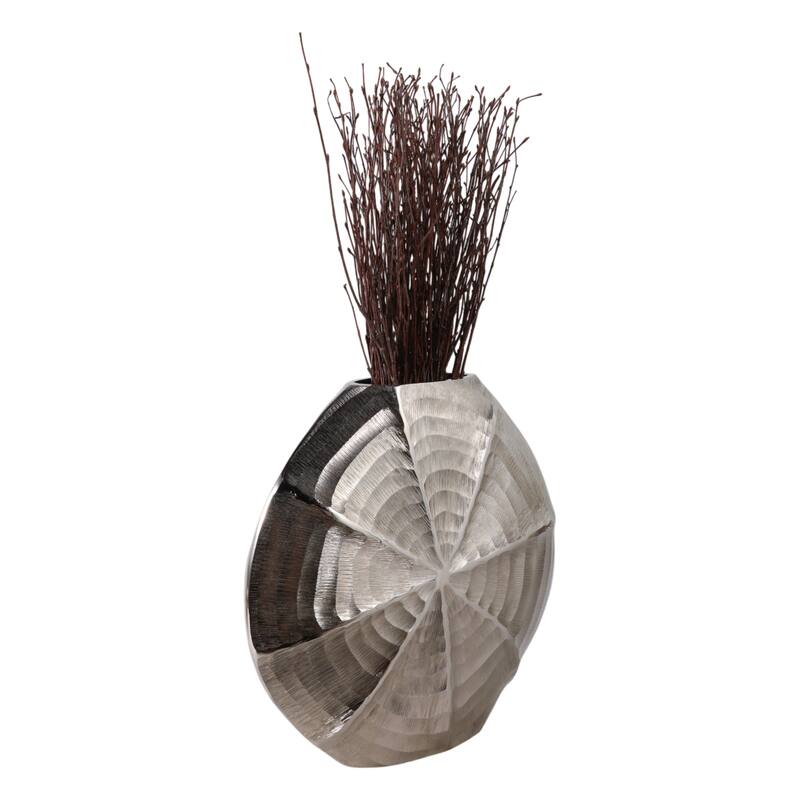 Metal Aluminum Vase Coastal Glam Scalloped Shell Pattern - 14" Silver