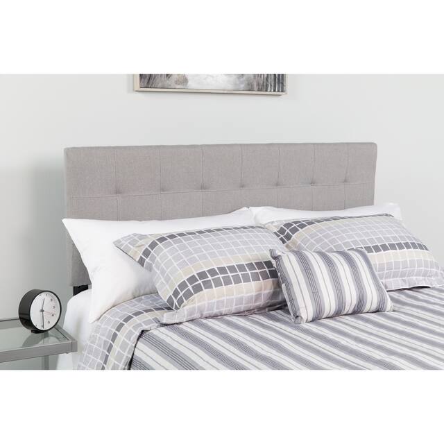 Quilted Button-tufted Padded Upholstered Headboard - Full - Light Gray